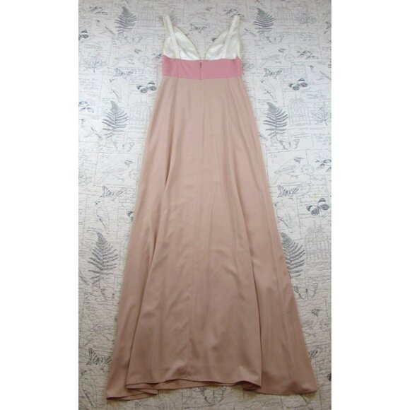 PERFECT Jill Stuart Tricolor Pink V-neck Colorblock Halter Gown Dress womens 2 - Picture 5 of 7